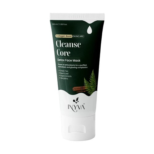 INYVA CleanseCore Detox Face Mask | With Algae, Green Tea, Manjistha & Neem Leaf Extract | Deep Cleansing & Purifying | Soothes & Revitalizes Skin | For All Skin Types - 100 ml