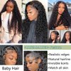BASEMMAHER Lace Front Wigs for Black Women Deep Wave Lace Front Wigs Synthetic Hair Pre-Plucked Long Wavy Frontal Wig 28" Fake Scalp Middle Part Crimps Curls Hair Replacement Wigs for Daily Use