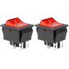 QTEATAK 2Pcs AC 20A/125V 15A/250V DPST 4 Pins 2 Position ON/Off Boat Rocker Toggle Switch with Red LED Light
