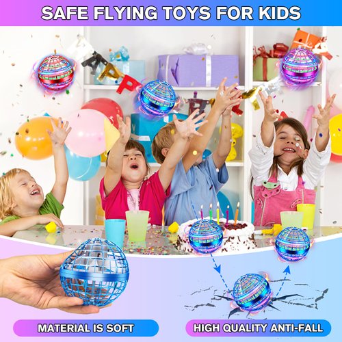 Flying Orb Ball,Cosmic Globe Flying Hover Ball Toy,Magic Floating Ball Galactic Fidget Spinner Boomerang Drone Gifts for 6 7 8 9 10 11 12+ Year Old Kids Boys Girls Adults(2PCS-Blue & Purple)