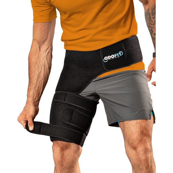ODOFIT Ortho Sciatica Pain Relief Hip Brace - Compression Groin Support Wrap for Men and Women - Effective Thigh, Hamstring Sleeve and Hip Pain Relief - RIGHT Leg