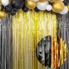 EUFARS Black and Gold Party Decorations - 4Pack 3.2x8.2ft Foil Fringe Curtains for Birthday Graduation Masquerade Gatsby Themed Party Decorations