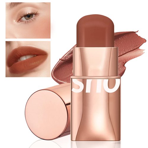 HOSAILY Cream Blush Stick for Cheeks Makeup, Waterproof Face Blush Stick Multi-Use Lip and Cheek Tint, Matte Finish Easy to Blend Lightweight Natural Cream Blusher Makeup for All Skin Tones- Rose Red