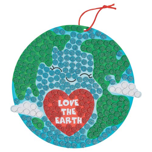 Glitter Mosaic Earth Day Sign Craft Kit - Makes 12 - DIY Crafts for Kids and Fun Home Activities