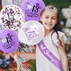 Purple 13th Birthday Decorations for Girls, Includes Happy Birthday Banner, Balloons, Silver Crown, Lavender Glitter 13 Year Old Cake Topper and Official Teenager Birthday Sash, 13th Birthday Gifts