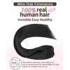 AGMITY Wire Hair Extensions Real Human Hair Jet Black 80g 16 Inch Straight invisible Removable Thick Fishing Line One Piece Clip in Extensions Human Hair(16 Inch #1 Jet Black）