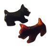 Parcelona French Dog Small 2 Inch Celluloid Acetate Black and Tortoise Shell Brown Automatic Hair Clip Hair Barrettes