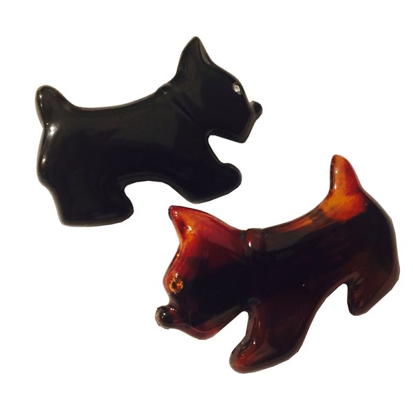Parcelona French Dog Small 2 Inch Celluloid Acetate Black and Tortoise Shell Brown Automatic Hair Clip Hair Barrettes