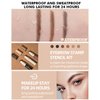 Eyebrow Stamp Stencil Kit-2 Colors One Step Brow Makeup Set with 1 Clear Eyebrow Setting Gel, 24 Brow Stencils, 1 Brush & 1 Razor, Long Lasting Waterproof Brow Makeup for women (Dark Brown & Black)