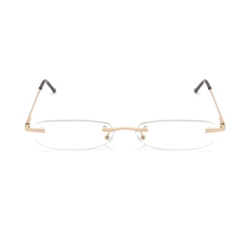 EYE ZOOM 5 Pairs Metal Rimless Reading Glasses with Spring Hinge Light Slim Case for Men Women (Gold,+2.25)