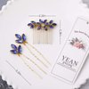 Yean Baroque Bridal Hair Pins Silver Rhinestones Wedding Hair Comb Something Blue Hair Piece for Women and Girls(3 Pcs) (Gold)