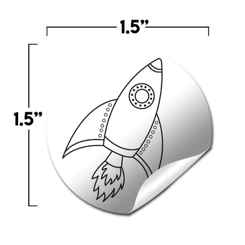 Color Your Own Outer Space Themed Birthday Party Favor Sticker Labels for Kids, 90 1.5" Party Circle Stickers by AmandaCreation, Great for Arts & Crafts, Envelope Seals, Goodie Bags & Treats