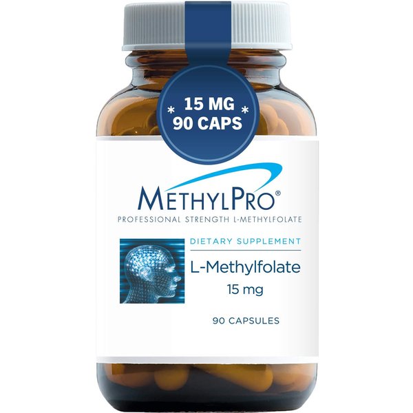 MethylPro 15mg L-Methylfolate - Professional Strength Active Methyl Folate Supplement for Brain Support, Balanced Mood + Immune Health - Gluten-Free with No Fillers (90 Capsules)