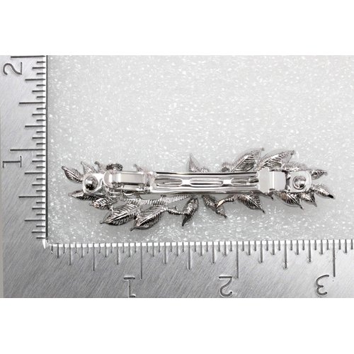 Faship Gorgeous Navy Blue Rhinestone Crystal Small Floral Hair Barrette Clip