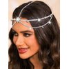 Latious Rhinestone Star Head Chain Jewelry Silver Sparkly Crystal Bride Wedding Headpiece Bridal Prom Hair Chain for Women (Silver)