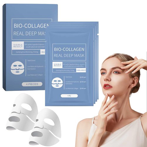 ZRW 4 PCS Korean Bio-Collagen Real Deep Mask, Bio Collagen Face Mask Overnight, Bio-Collagen Real Deep Mask, Korean Overnight Face Mask