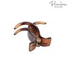 Parcelona French Small Three Teeth Tortoise Brown Shell Pony Fish Style Strong Grip Jaw Hair Claw Clip Clamp - 3/4 Inch