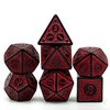 Poludie DND Dice Set-D&D Polyhedral Dice (7 Pcs) with Leather Dice Bag for Dungeons and Dragons Role Playing Dice Games RPGs (Red with Black Edge)