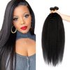 18 20 22 Inch Color #1B Bundles Human Hair Natural Black Kinky Straight Bundles Brazilian Grade 8A Virgin Human Hair 3 Bundles Natural Color Human Hair Bundles Double Weft Hair Extensions