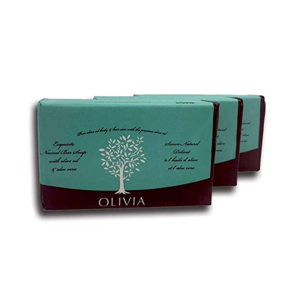 Papoutsanis Olivia Natural Greek Soap with Olive Oil & Aloe Vera, 3-pack