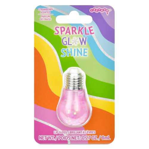iscream Holiday Lights Strawberry Scented Wand Applicator Lip Gloss with Holographic Stars