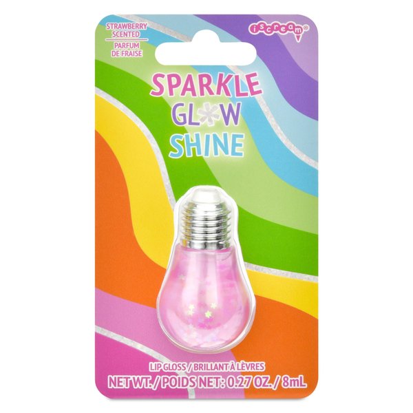 iscream Holiday Lights Strawberry Scented Wand Applicator Lip Gloss with Holographic Stars