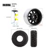 INJORA 1.0 Beadlock Wheel Tires Set -3.78mm Offset Wheel Rims for 1/18 1/24 RC Crawler Car Axial AX24 SCX24 FMS FCX24 TRX4M,Black(W1004-T1014)