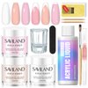 Saviland Acrylic Nail Kit: Easy Acrylic Kit Beginner Set Clear/Nude/Pink Acrylic Powder and Liquid Monomer Set Acrylic Nail Brush Cuticle Oil Nail Care DIY Acrylic Nail Art French Sculpture Set