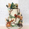 Safari Animal Cake Toppers Lion Giraffe Elephant Decorations Green Ball Boho Grass for Wild Animals Themed Birthday Party Jungle Party Supplies