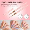 MEKK Liner Brush for Nails Gel 5PCS Nail Art Brushes Sizes 7/9/12/15/20mm for Nail Polish Painting Design Nail Art Brush with Metal Handle Pink Nail Brushes for Nail Art
