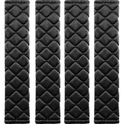 MIKAFEN 4 Pack Universal Car Seat Belt Pads, Adult Seat Belt Shoulder Strap Covers Harness Pad for Car/Bag,Soft Comfort Helps Protect You Neck Shoulder from The Seat Belt Rubbing（Black）