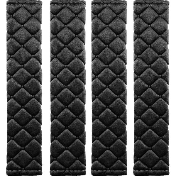 MIKAFEN 4 Pack Universal Car Seat Belt Pads, Adult Seat Belt Shoulder Strap Covers Harness Pad for Car/Bag,Soft Comfort Helps Protect You Neck Shoulder from The Seat Belt Rubbing（Black）