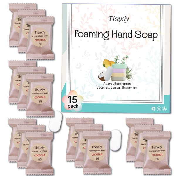 Tisnxiy Foaming Hand Soap Tablet Refills,15 pack Make 120 fl oz Total (15x 8 fl oz)-Variety Pack Scents,Eco Friendly Products & Cleaning Supplies for Hand Wash (coconut)