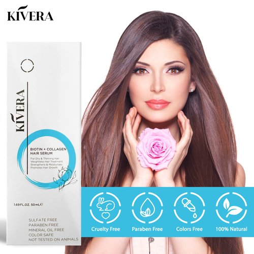 Biotin + Collagen Hair Serum - All Natural Hair Growth Serum - Paraben and Free Hair Growth Serum - Biotin Hair Growth Serum for Fuller & Thicker Hair, 1 Pack