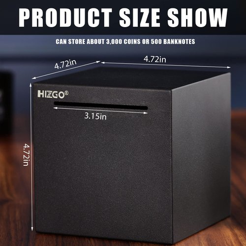 hizgo Adult Piggy Bank- Piggy Bank for Adults Must Break to Open -Stainless Steel Piggy Bank-Metal Saving Box (4.72 inch)