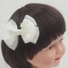 2Pcs Off White 2.7” Pigtail Hair Bows small Hair Clips Baptism Bow Christening Bow(L-off white hair clips with cross)