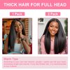 Yargel Hair 24 Inch Kinky Straight Clip in Hair Extensions for Black Women Full Head Yaki Straight Seamless Clip ins Synthetic Hair Pieces(1 pack)