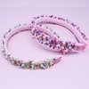 FROG SAC 2 Beaded Headbands for Girls, Pink Pearl Bead Hair Bands for Kids, Cute Fashion Girl Headband Hair Accessories, Confetti Hairbands for Children, Easter Basket Fillers Stocking Stuffers