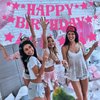 Pink Disco Birthday Party Decorations, Pre-Strung Pink Happy Birthday Banner for Girls - 7PCS Birthday Party Banner Decorations Kids Woman Hanging Swirls Decorations Supplies Birthday Party Decor