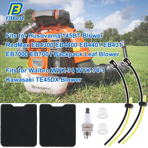 FitBest Air Filter Fuel Line Kit Primer Bulb For Husqvarna 145BT 155BT 145BF Leaf Blowers