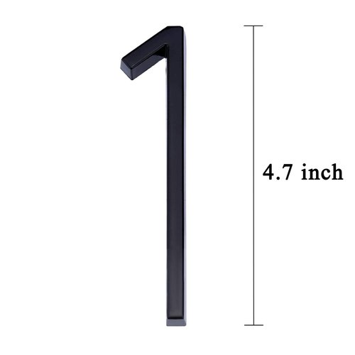 5 Inch Floating House Number 1, VONDERSO Black Metal Modern Outdoor Address Sign for Yard Street and Mailbox, Zinc Alloy Solid Address Numbers and Letters with Exquisite Drawing Process