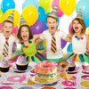 Donut Birthday Party Supplies, Serves 16, Includes Plates, Cups, Napkins, Cutlery, Banner and Tablecloth, for Donut Themed Baby Birthday Decoration, Disposable Tableware Party Pack for Girls and Boys