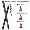 12 Pcs Dark Brown Eyebrow Pencil Eyeliner Makeup Set Wooden Eyebrow Pencil Waterproof Long-Lasting for Natural Looking Brows and Eyeliner with Sharpener (02# Dark Brown)