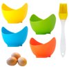 4 Pack Egg Poacher, BPA Free Silicone Egg Poachers, Egg Cups for Air Fryer, Thickened Stable Egg Cooker with Extra Oil Brush