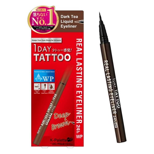 K-Palette 24H Real Lasting Liquid Eyeliner, Waterproof Eye Makeup for Women from Japan, 03 Deep Brown, 1 Ounce