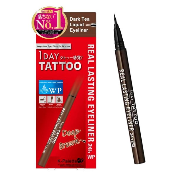 K-Palette 24H Real Lasting Liquid Eyeliner, Waterproof Eye Makeup for Women from Japan, 03 Deep Brown, 1 Ounce