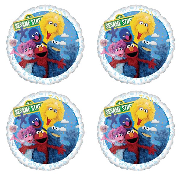 Sesame Street Kids Party Balloons - Set Of 4 Seasame Street Birthday Theme Balloon Decorations Featuring Elmo Big Bird Abby Cadabby Grover And Cookie Monster