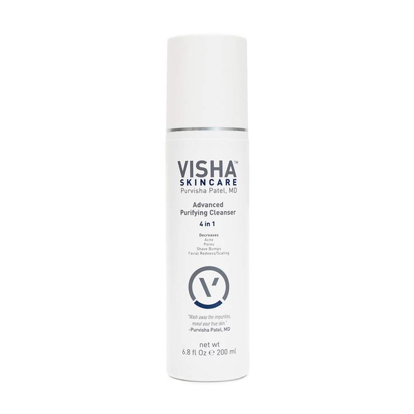 Visha Skincare Advanced 4 in 1 Multitasking Purifying Facial Cleanser, Face Wash to Reduce Facial Redness, Minimize Pores and Exfoliates Face, Helps Restoring Skin's Natural Glow 6.8fl oz