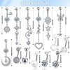 14 PCS Belly Button Rings for Women Girls, 14G Long Dangle Navel Ring Screw Bar Design Body Piercing Jewelry Belly Rings Gifts