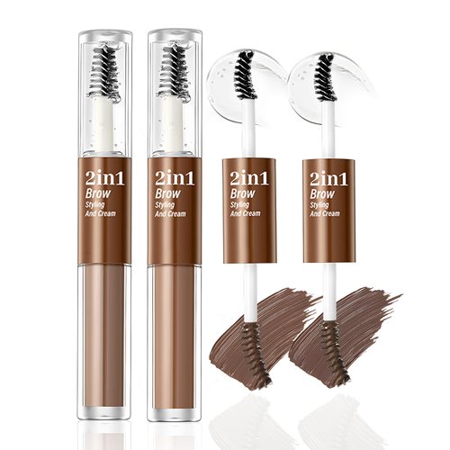 DAGEDA 2Pcs Brow Gel and Clear Eyebrow Gel,Long-wear Eyebrow Setting Gel,Smudgeproof,Waterproof Brow Makeup with Double Design(Dark Brown+Natural Brown)